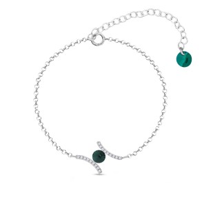 Silver bracelet RIVOLI with green crystal |SPARK