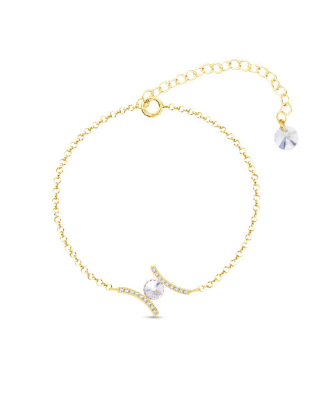 Bracelet RIVOLI, argent plaqué or 24 carats, cristaux blancs | SPARK