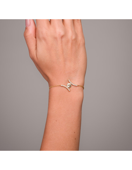 Bracelet RIVOLI, argent plaqué or 24 carats, cristaux blancs | SPARK