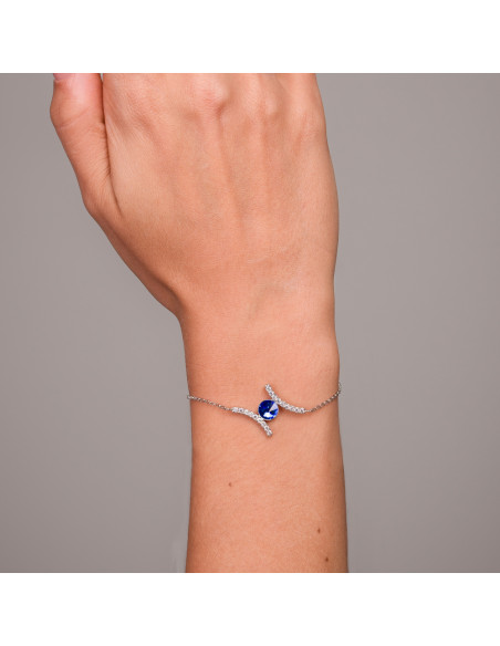 Bransoletka srebrna RIVOLI z szafirowym kryształem |SPARK