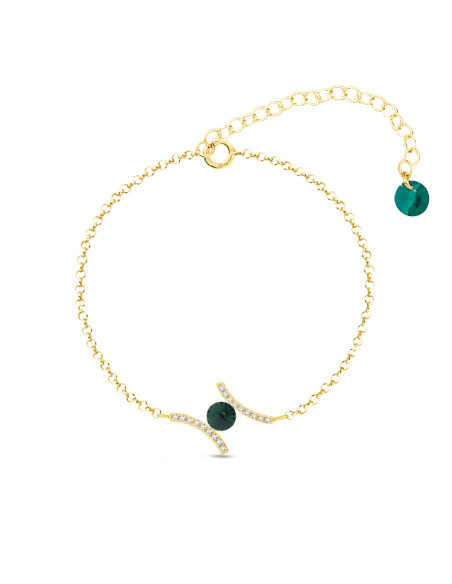 RIVOLI bracelet, gold-plated silver, emerald crystals |SPARK