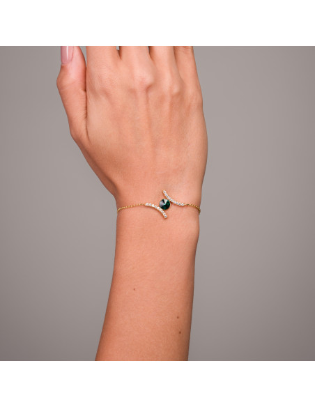 RIVOLI bracelet, gold-plated silver, emerald crystals |SPARK