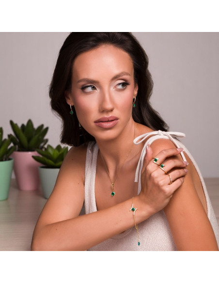 RIVOLI bracelet, gold-plated silver, emerald crystals |SPARK