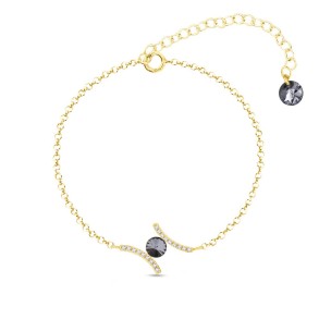 RIVOLI bracelet, gold-plated silver, Silver Night crystals |SPARK