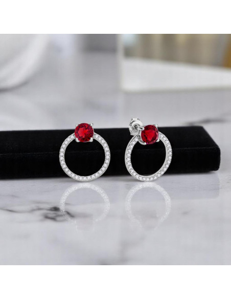 Srebrne kolczyki STARDUST z rubinowymi kryształami |SPARK