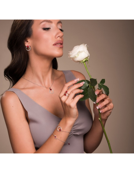 Srebrne kolczyki STARDUST z rubinowymi kryształami |SPARK