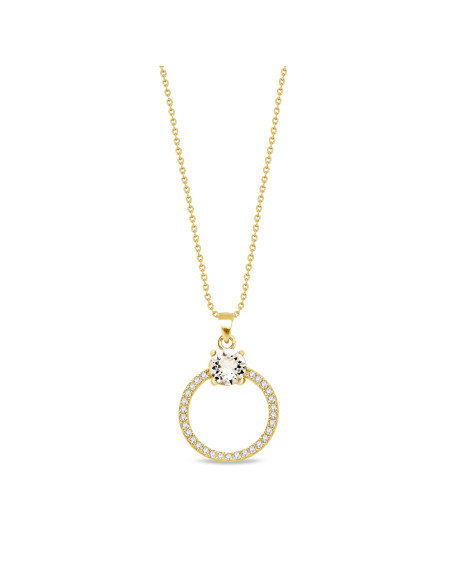 Zbliżenie na pozłacany naszyjnik STARDUST z kryształem Swarovski® i cyrkoniami na białym tle.