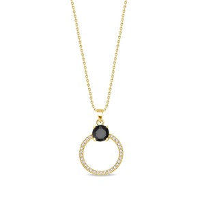 STARDUST gold-plated necklace with black Swarovski® crystal on white background
