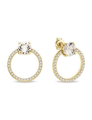 Kolczyki STARDUST SPARK pozłacane z białymi kryształami Swarovski® na białym tle