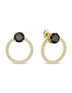 Boucles d’oreilles STARDUST dorées avec cristaux noirs Swarovski® sur fond blanc