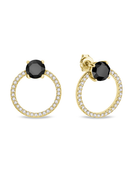 STARDUST gold-plated earrings with black Swarovski® crystals on white background