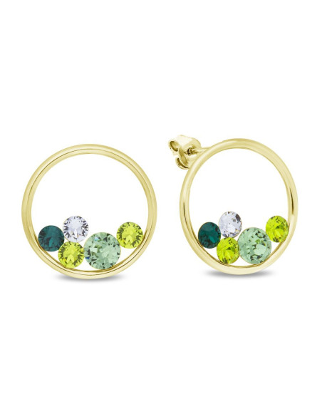 Circle of Life Earrings, goldplated stainless steel, green crystals |SPARK