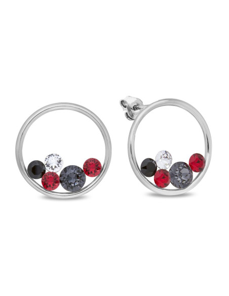 Circle of Life Earrings stainless steel, red crystals |SPARK