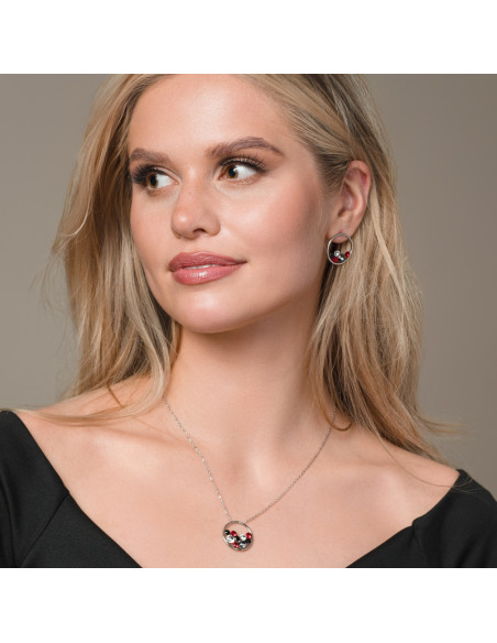 Circle of Life Earrings stainless steel, red crystals |SPARK