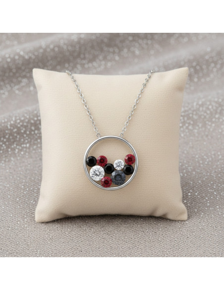 Circle of Life Necklace stainless steel, red crystals |SPARK