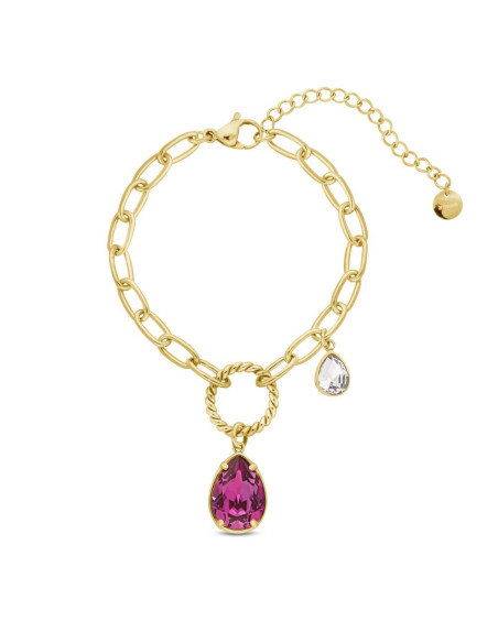 Bransoletka Illusion ze stali platerowanej złotem z różowymi kryształami |SPARK