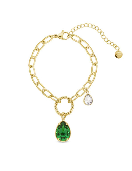 Bracelet Illusion en acier plaqué or avec cristaux verts |SPARK