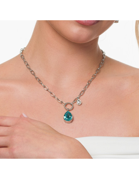 Collier ILLUSION en acier inoxydable avec cristaux bleu clair| SPARK