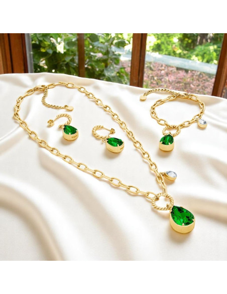 ILLUSION earrings in gold-plated stainless steel with green crystals | SPARK