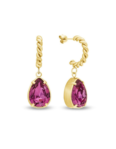 ILLUSION earrings in gold-plated stainless steel with pink crystals | SPARK