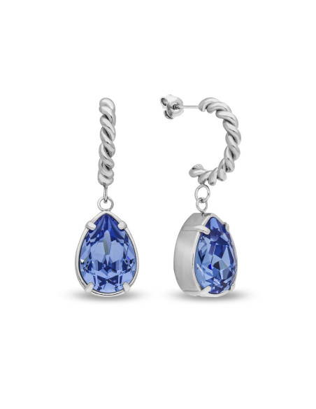 Boucles d'oreilles ILLUSION en acier inoxydable et cristaux bleus | SPARK