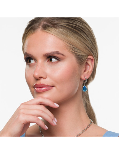 Boucles d'oreilles ILLUSION en acier inoxydable et cristaux bleus | SPARK