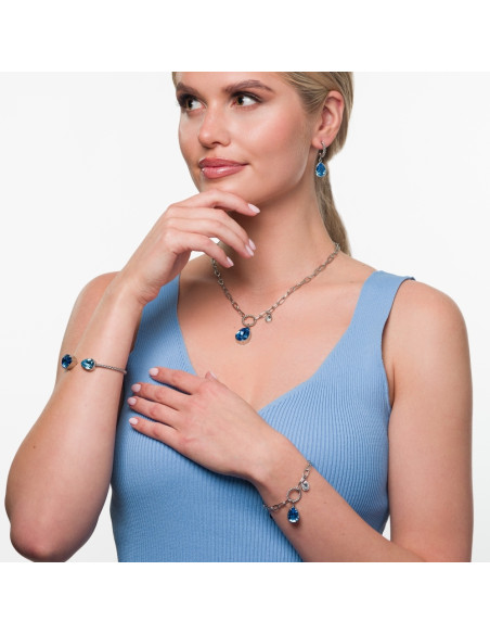 Boucles d'oreilles ILLUSION en acier inoxydable et cristaux bleus | SPARK