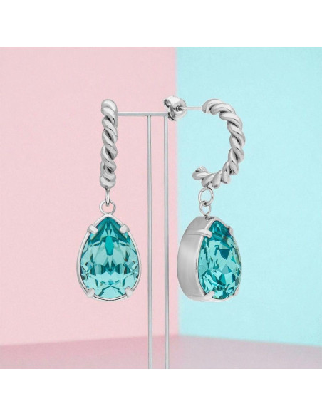 Boucles d'oreilles ILLUSION en acier inoxydable et cristaux bleu clair | SPARK