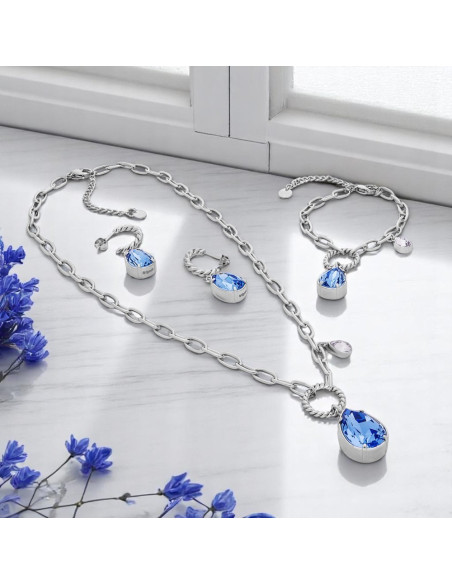 Boucles d'oreilles ILLUSION en acier inoxydable et cristaux bleus | SPARK