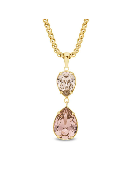 RAYON gold-plated stainless steel necklace with light pink crystals | SPARK