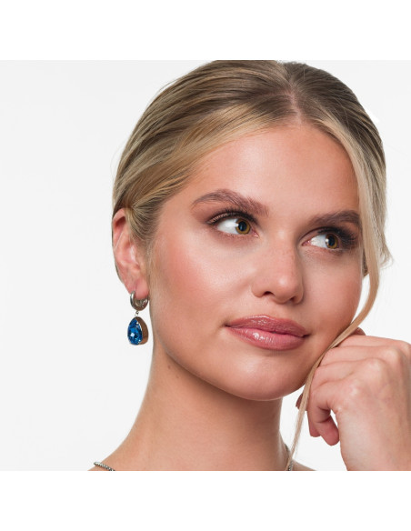 RAYON stainless steel earrings with blue crystals | SPARK