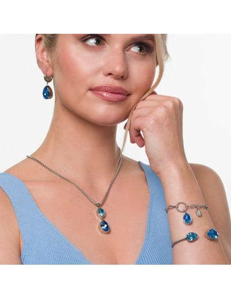 Boucles d'oreilles RAYON en acier inoxydable avec cristaux bleus | SPARK