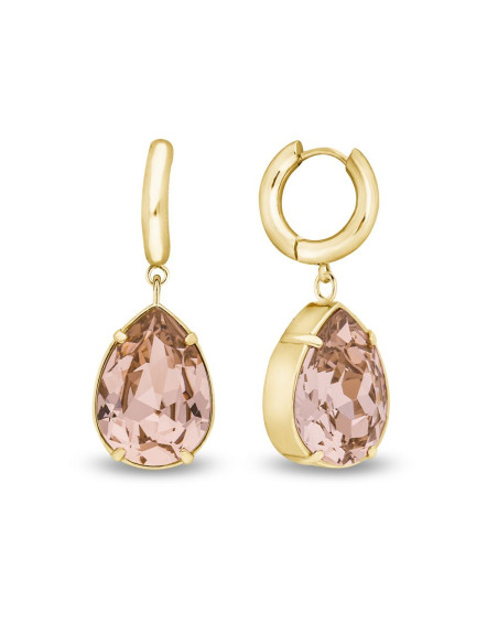 RAYON earrings in gold-plated stainless steel with light pink crystals | SPARK
