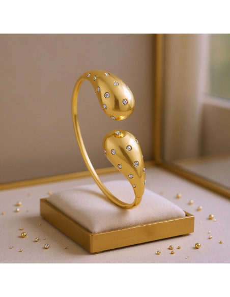 Bracelet COMTESSE en acier inoxydable plaqué or avec cristaux | SPARK