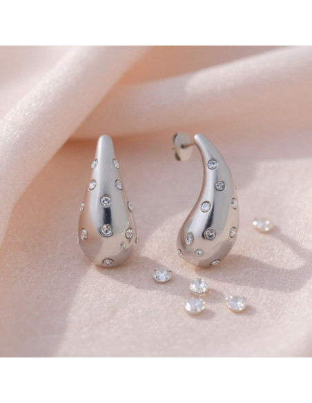 Boucles d'oreilles en acier inoxydable avec cristaux | SPARK