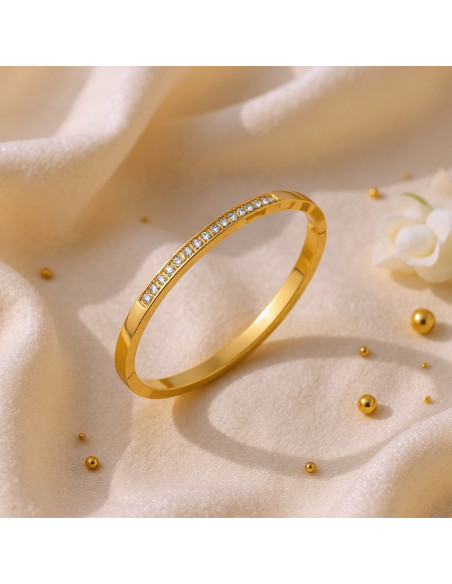 NOBLESSE gold-plated stainless steel bracelet with crystals | SPARK