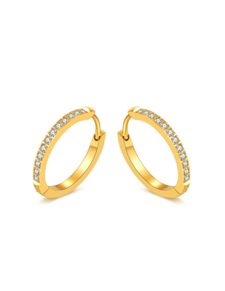 Boucles d'oreilles NOBLESSE en acier inoxydable plaqué or avec cristaux | SPARK