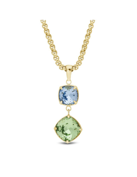 MIRAGE necklace in gold-plated stainless steel with green and blue crystals | SPARK