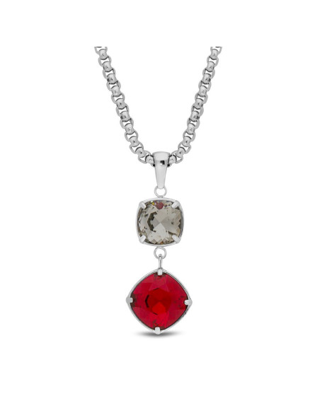 Collier MIRAGE en acier inoxydable et cristaux rouges | SPARK