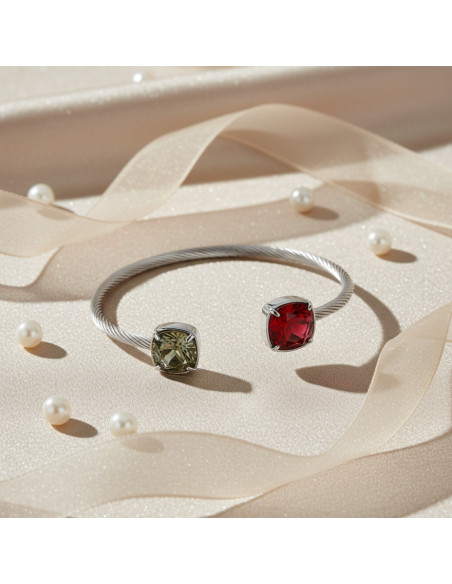 MIRAGE bracelet in stainless steel with red crystals | SPARK
