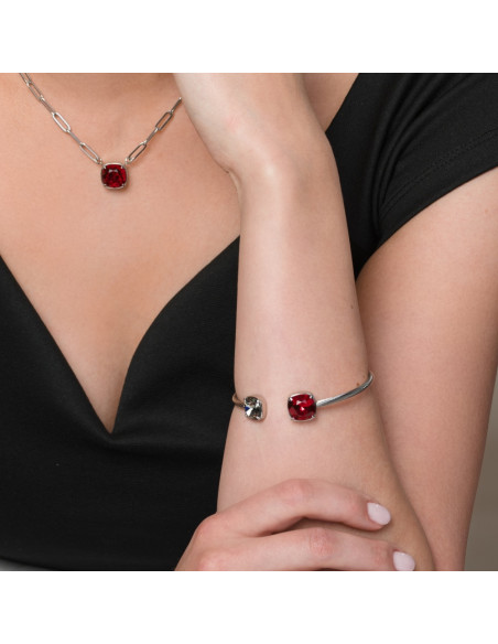 Bracelet MIRAGE en acier inoxydable avec cristaux rouges | SPARK