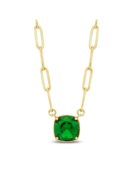 Collier MIRAGE en acier inoxydable plaqué or avec cristaux verts | SPARK