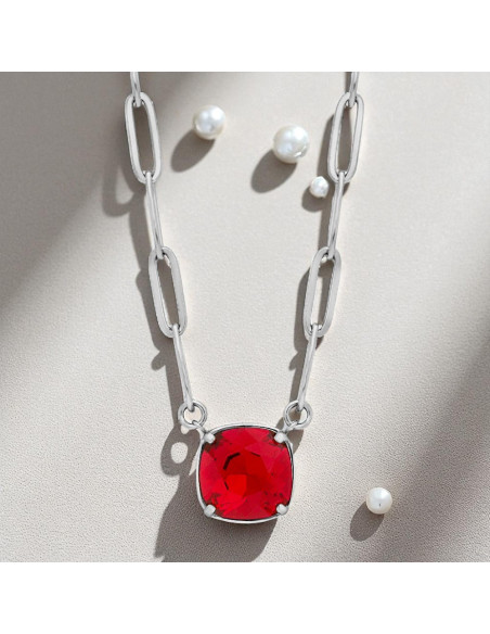 Collier MIRAGE en acier inoxydable avec cristaux rouges | SPARK
