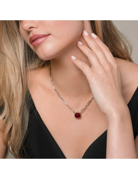 Collier MIRAGE en acier inoxydable avec cristaux rouges | SPARK
