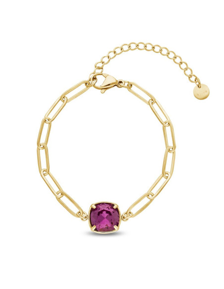 MIRAGE bracelet in gold-plated stainless steel with pink crystal | SPARK