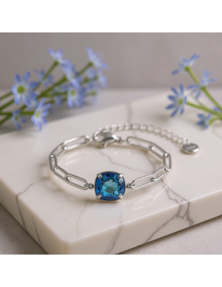Bracelet MIRAGE en acier inoxydable avec cristal bleu | SPARK