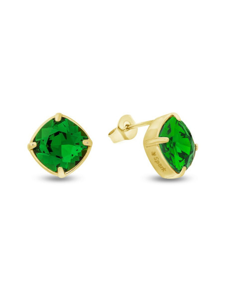 Boucles d'oreilles MIRAGE en acier inoxydable plaqué or avec cristal vert | SPARK
