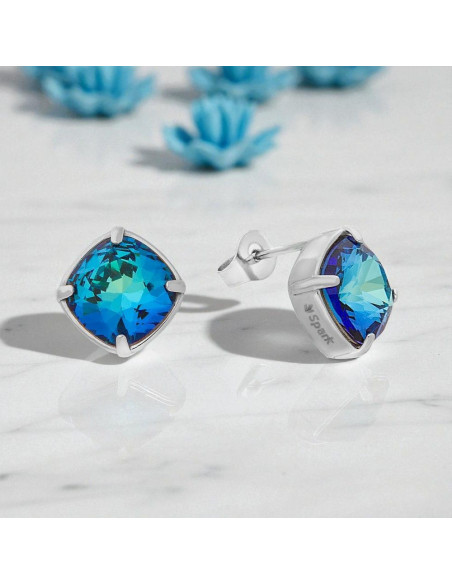 MIRAGE earrings in stainless steel with blue crystal | SPARK