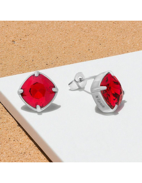 MIRAGE earrings in stainless steel with red crystal | SPARK