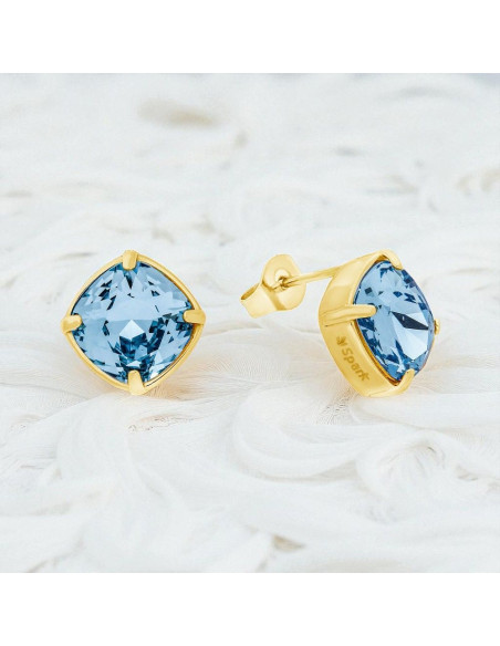 Boucles d'oreilles MIRAGE en acier inoxydable plaqué or avec cristal bleu | SPARK